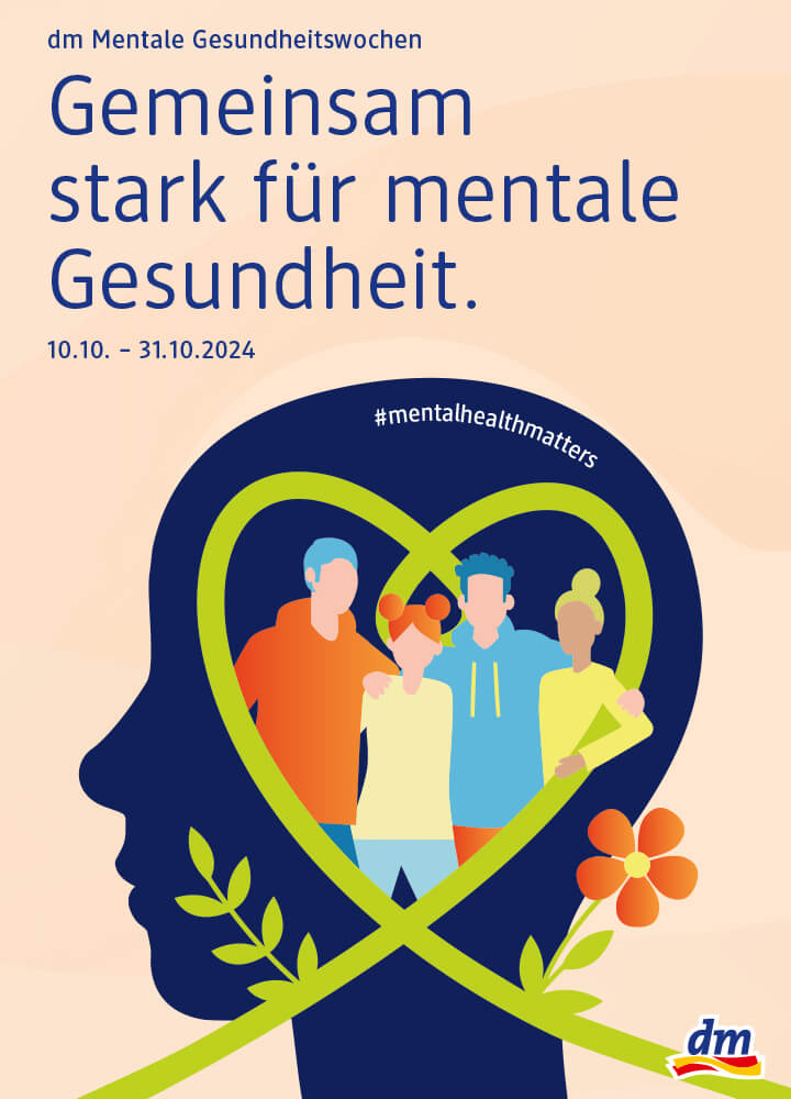 Keyvisual zu den mentalen Gesundheitswochen von dm mit der Headline 